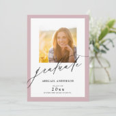 Moderne Roos Elegante Script 2 Foto Afstuderen (Staand voorkant)