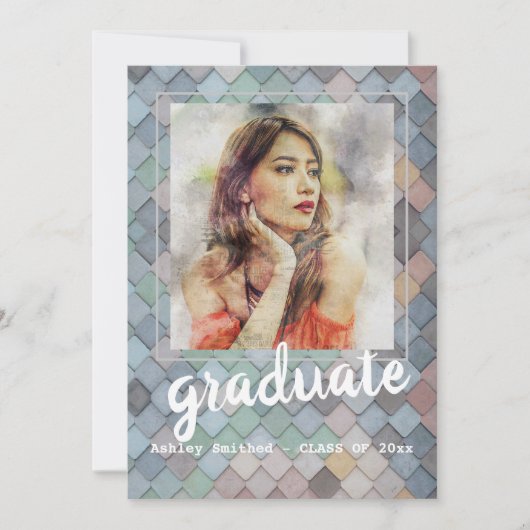 Moderne Roos Foto Lijst Graduation Party Kaart (Voorkant)