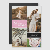 Moderne Roos fotocollage opslaan datum Magnetische Uitnodiging (Voorkant / Achterkant)