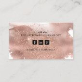 Moderne Roos Glitter Folie Script Makeup Artist Visitekaartje (Achterkant)