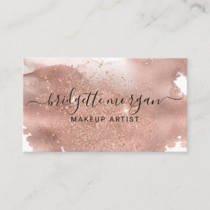 Moderne Roos Glitter Folie Script Makeup Artist Visitekaartje