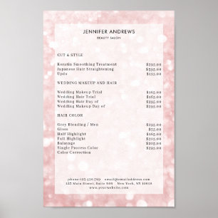 Moderne roos glitter salon prijslijst Poster
