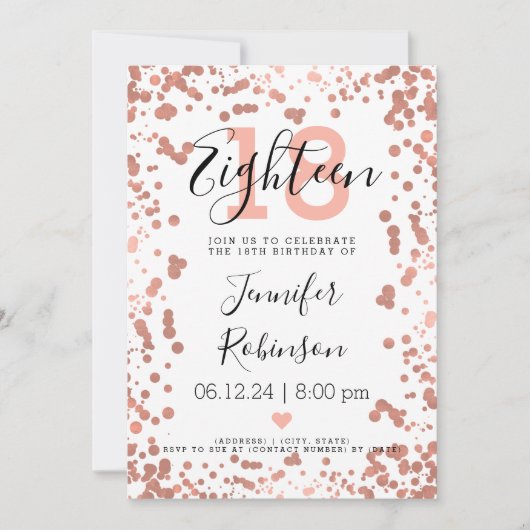 Moderne Roos Gold 18e verjaardag - Stippen Kaart (Voorkant)