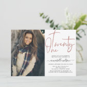 Moderne Roos Gold 21e geboortedag foto Kaart (Staand voorkant)