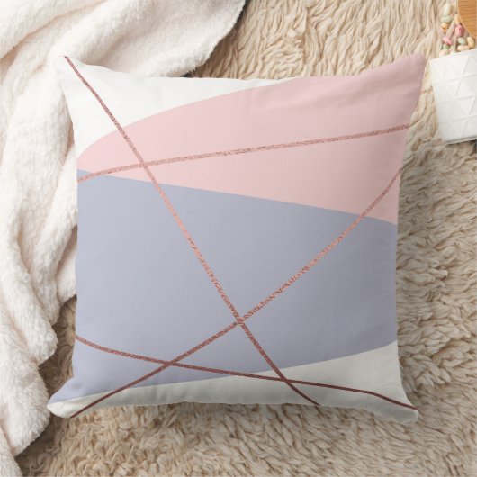 Moderne Roos Gold Abstract Pillow, roze & Paars Kussen (Deken)