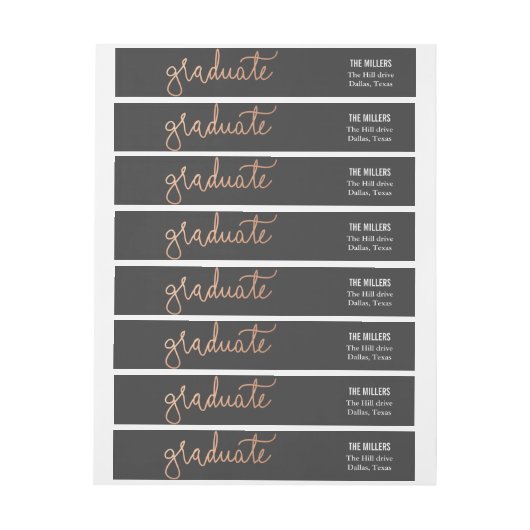 Moderne Roos Gold Afstuderen Typografie Charcoal (Vel)