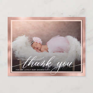 Moderne Roos Gold Baby shower Hartelijk dank Briefkaart