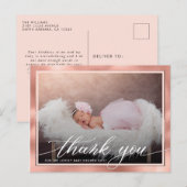 Moderne Roos Gold Baby shower Hartelijk dank Briefkaart (Voorkant / Achterkant)