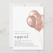 Moderne Roos Gold Balloons Engagement Party Kaart (Voorkant)