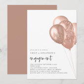 Moderne Roos Gold Balloons Engagement Party Kaart (Voorkant / Achterkant)