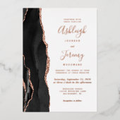 Moderne Roos Gold Black Agate Wedding Folie Uitnodiging (Voorkant)