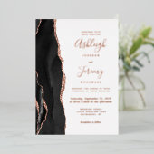 Moderne Roos Gold Black Agate Wedding Folie Uitnodiging (Staand Voorkant)