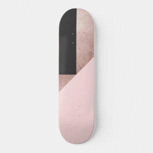 Moderne Roos Gold Black Blush Pink Geometric Persoonlijk Skateboard