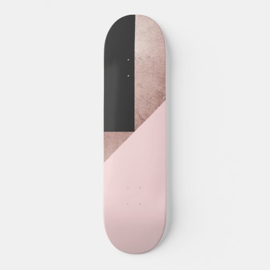 Moderne Roos Gold Black Blush Pink Geometric Persoonlijk Skateboard (Voorkant)