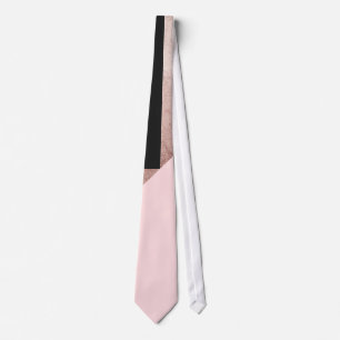 Moderne Roos Gold Black Blush Pink Geometric Stropdas