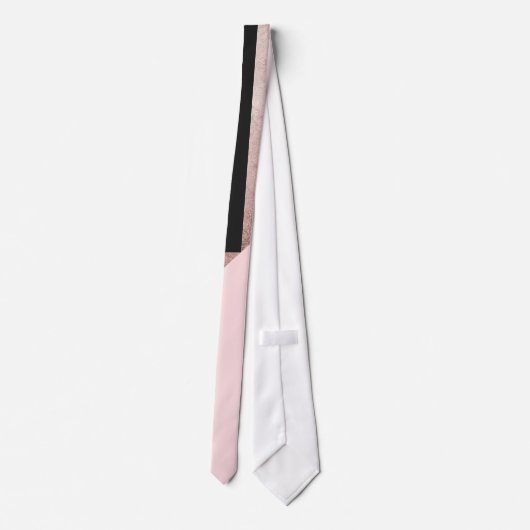 Moderne Roos Gold Black Blush Pink Geometric Stropdas (Achterkant)