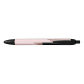 Moderne Roos Gold Black Blush Pink Geometric Zwarte Inkt Pen (Achterkant)