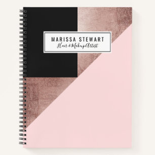 Moderne Roos Gold Black Blush roze geometrisch Notitieboek
