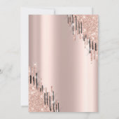 Moderne Roos Gold Black Glitter Drips Sweet 16 Kaart (Achterkant)
