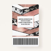 Moderne Roos Gold Black Glitter Marble Geometric Badge (Achterkant)