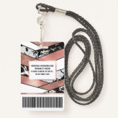 Moderne Roos Gold Black Glitter Marble Geometric Badge (Achterkant met draagriem)