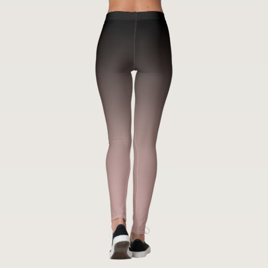 Moderne Roos Gold & Black Ombre Monogrammen Leggings (Achterkant)