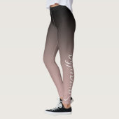 Moderne Roos Gold & Black Ombre Monogrammen Leggings (Links)