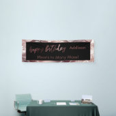 Moderne Roos Gold Black White marble Happy Birthda Spandoek (Beurs)