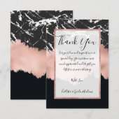 Moderne Roos Gold Black, witte marmerpenselen Bedankkaart (Voorkant / Achterkant)