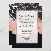 Moderne Roos Gold Black, witte marmerpenselen Kaart (Voorkant / Achterkant)