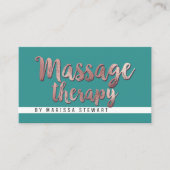 Moderne Roos Gold Blauwgroen Eenvoudige massagethe Visitekaartje (Voorkant)