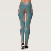 Moderne Roos Gold Blauwgroen groen ananassolpatroo Leggings (Achterkant)