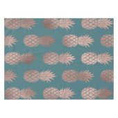 Moderne Roos Gold Blauwgroen groen ananassolpatroo Tafelkleed (Voorkant (Horizontaal))