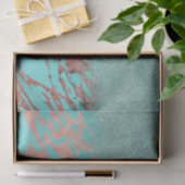 Moderne Roos Gold Blauwgroen marmer Glitter Gradie Tissuepapier (Geschenk)