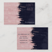 Moderne Roos Gold Blue-penseelstreken Abstracte ve Visitekaartje (Voorkant / Achterkant)