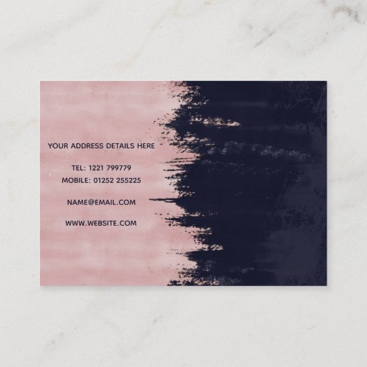 Moderne Roos Gold Blue-penseelstreken Abstracte ve Visitekaartje (Achterkant)