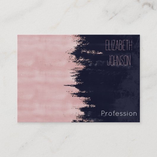 Moderne Roos Gold Blue-penseelstreken Abstracte ve Visitekaartje (Voorkant)