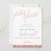 Moderne Roos Gold Brush Stroke Bridesmaid Invite Kaart (Voorkant)