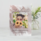 Moderne Roos Gold Brush Strokes Graduparty Kaart (Staand voorkant)