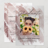 Moderne Roos Gold Brush Strokes Graduparty Kaart (Voorkant / Achterkant)