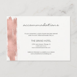 Moderne Roos Gold Brush Wedding Accommodation Kaar Informatiekaartje