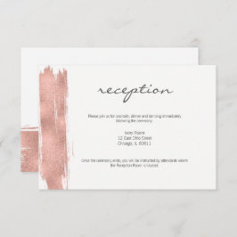 Moderne Roos Gold Brush Wedding Reception Kaart