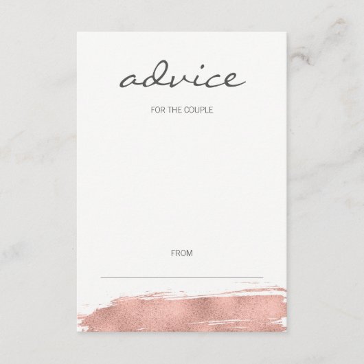 Moderne Roos Gold Brushstroke Wedding Advice Kaart (Voorkant)