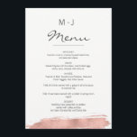 Moderne Roos Gold Brushstroke Wedding Menu Card<br><div class="desc">Een naald gesimuleerd roos gouden folie penseelontwerp. Pas de douanetekst hierboven aan en voeg uw eigen foto toe. U kunt extra coördinerende punten in ons "Moderne collectie van de Borstel van de Borstel van het Roos Gold vinden Wedding".</div>