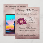 Moderne Roos Gold Burgundy Floral Elegant Change / Save The Date (Voorkant / Achterkant)