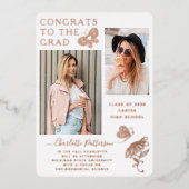 Moderne Roos Gold Butterfly Script Afstuderen Foto Folie Uitnodiging (Voorkant)