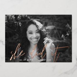 Moderne Roos Gold Calligraphy Folie Invitation Folie Uitnodiging