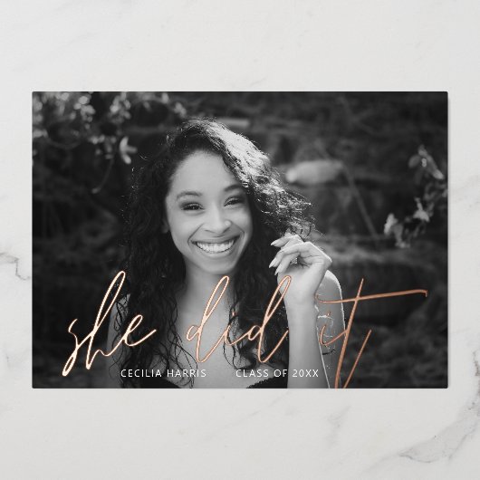 Moderne Roos Gold Calligraphy Folie Invitation Folie Uitnodiging (Voorkant)