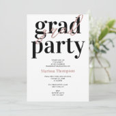 Moderne Roos Gold Calligraphy Graduation Party Kaart (Staand voorkant)