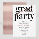 Moderne Roos Gold Calligraphy Graduation Party Kaart (Voorkant / Achterkant)